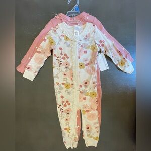 Modern Moments by Gerber Floral and Pink Dots Snap Romper Set of 2